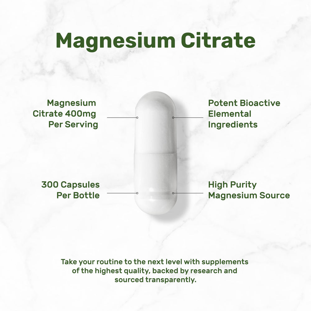 Back label of DEAL SUPPLEMENT Magnesium Citrate with nutrition facts and allergen-free info.