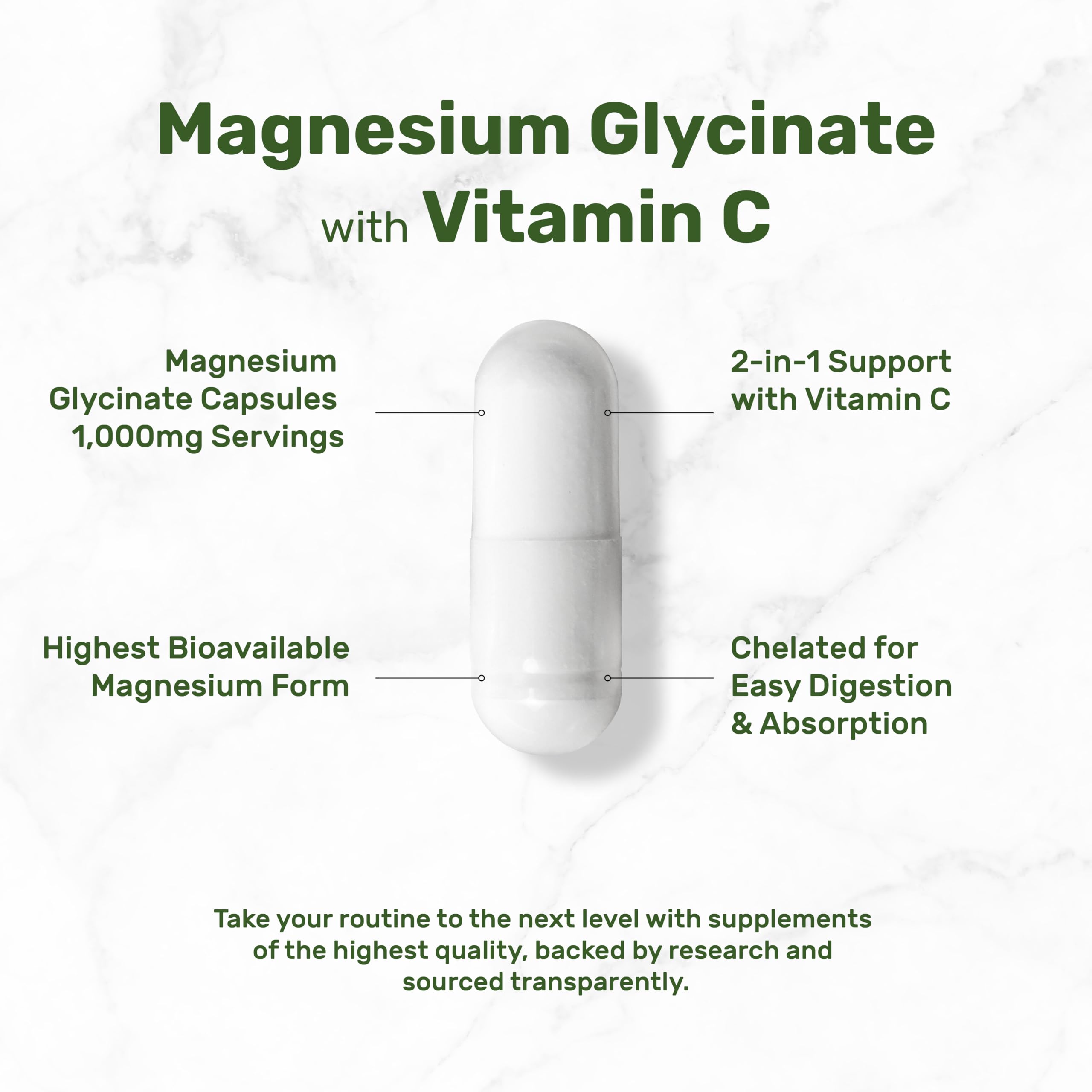DEAL SUPPLEMENT magnesium glycinate bottle label with vitamin C inclusion