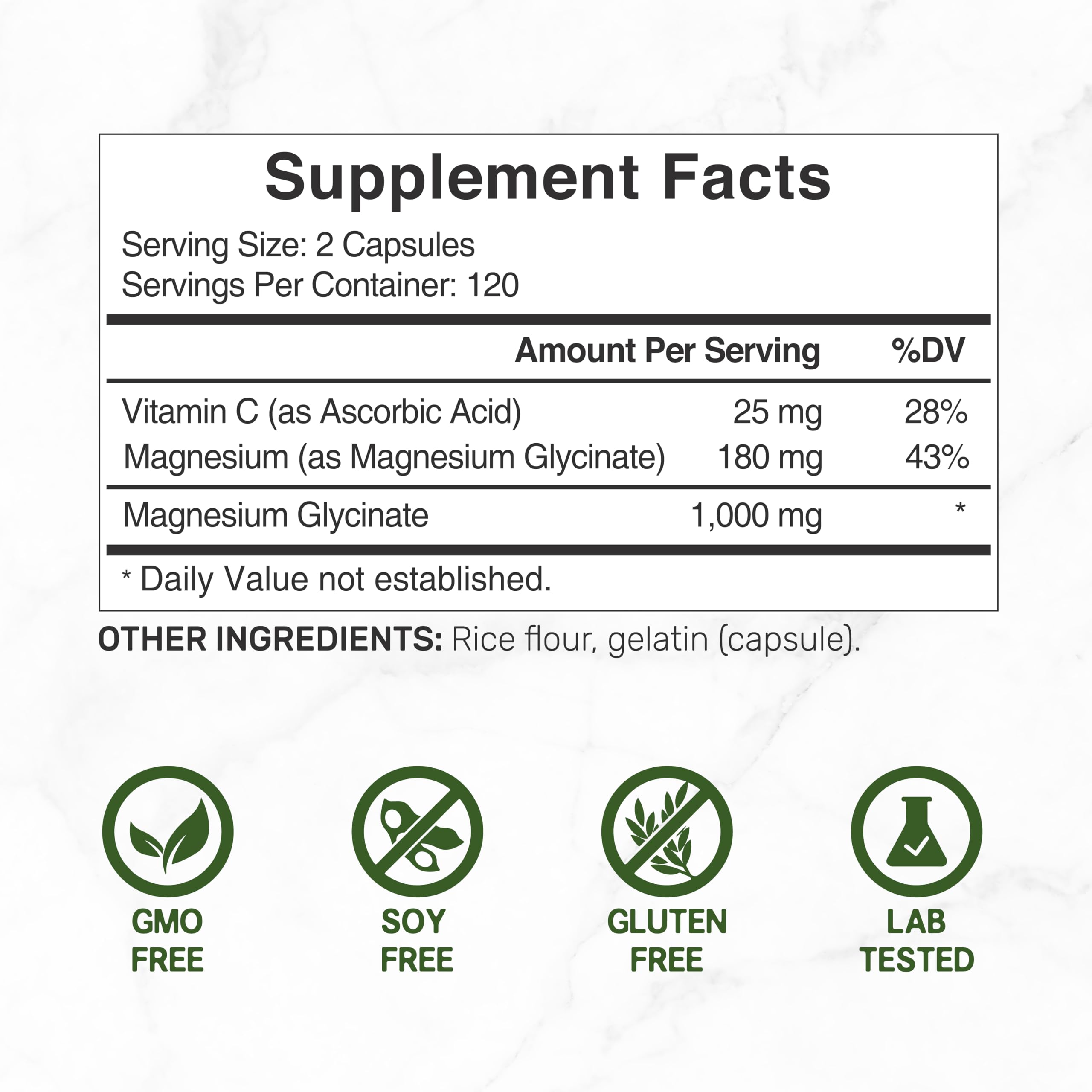 DEAL SUPPLEMENT magnesium glycinate capsules close-up highlighting 1000 mg per serving