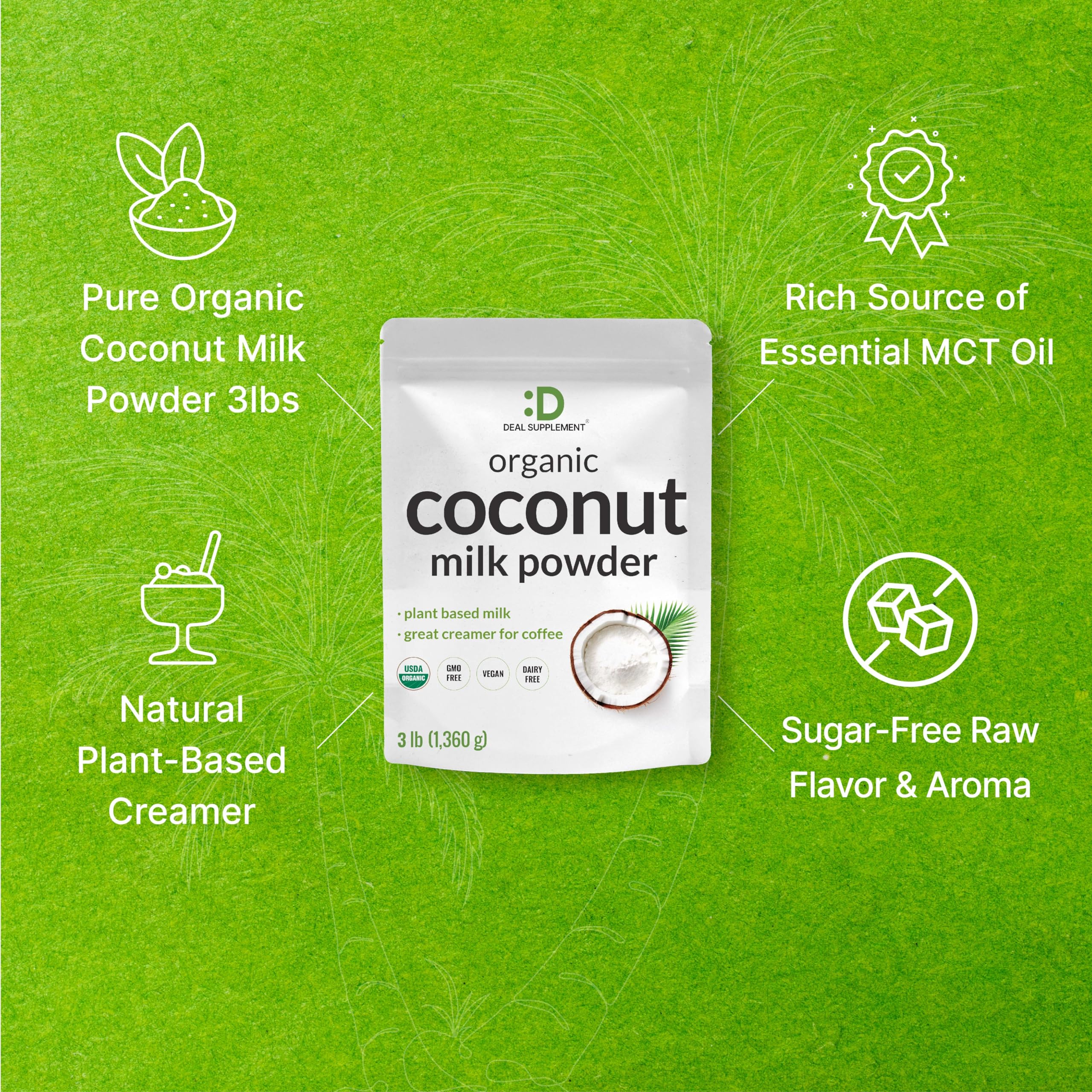 Deal Supplement MCT-oil rich coconut powder supports ketogenic beverages.
