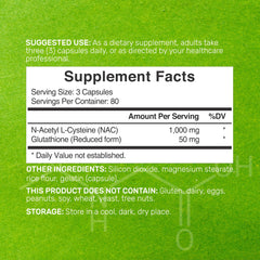 Deal Supplement NAC capsules in blister pack highlighting 80 servings per bottle