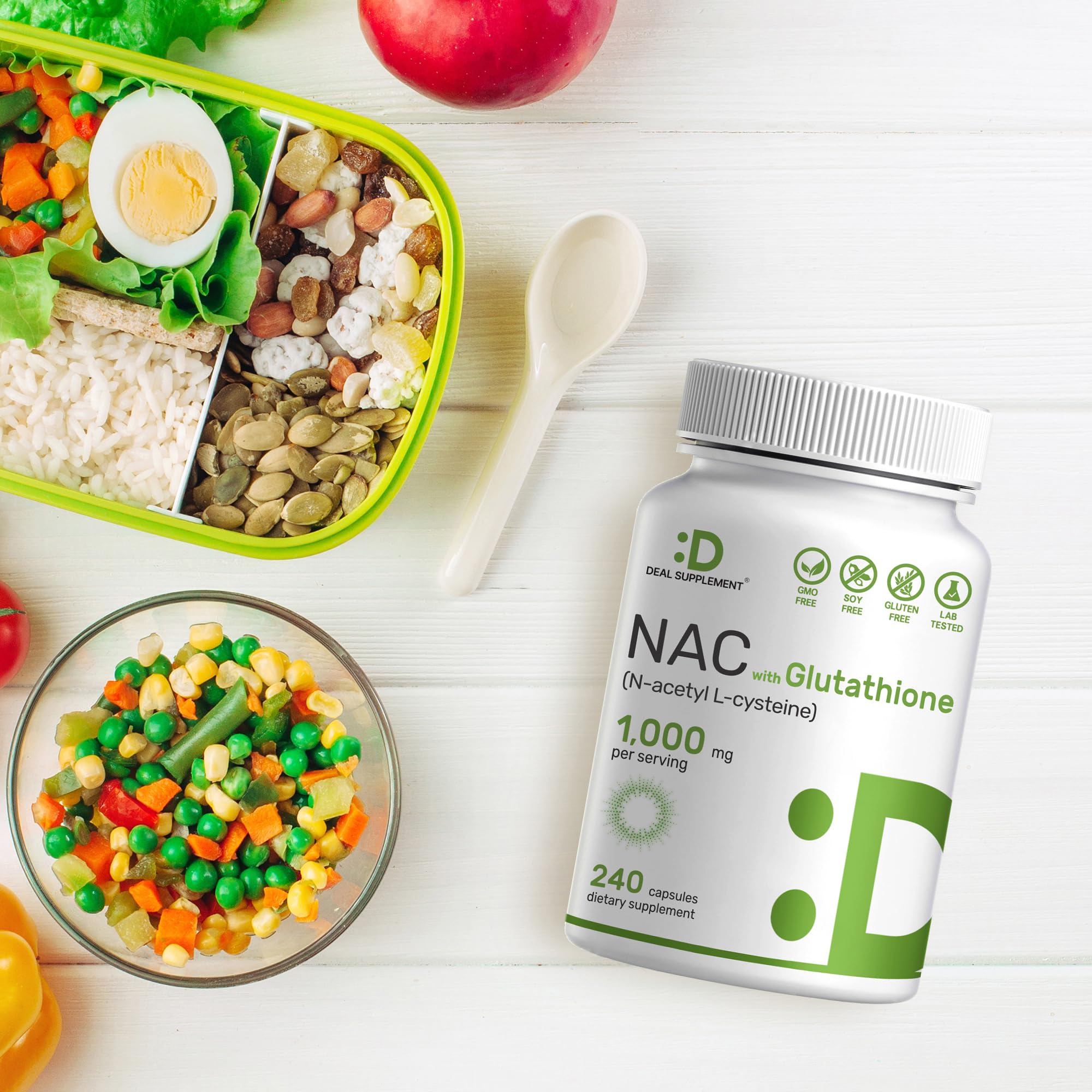 Deal Supplement NAC capsules and bottle for easy daily dosage