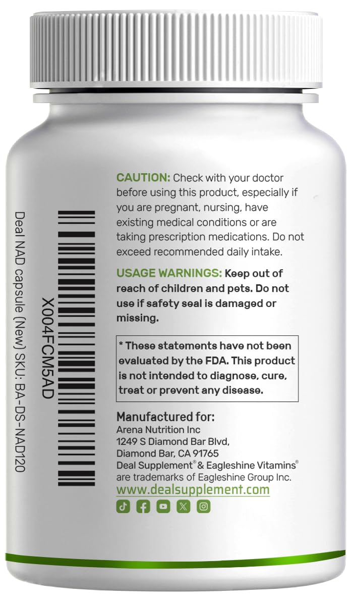 Deal Supplement NAD+ Resveratrol glass bottle on shelf ready to support wellness.