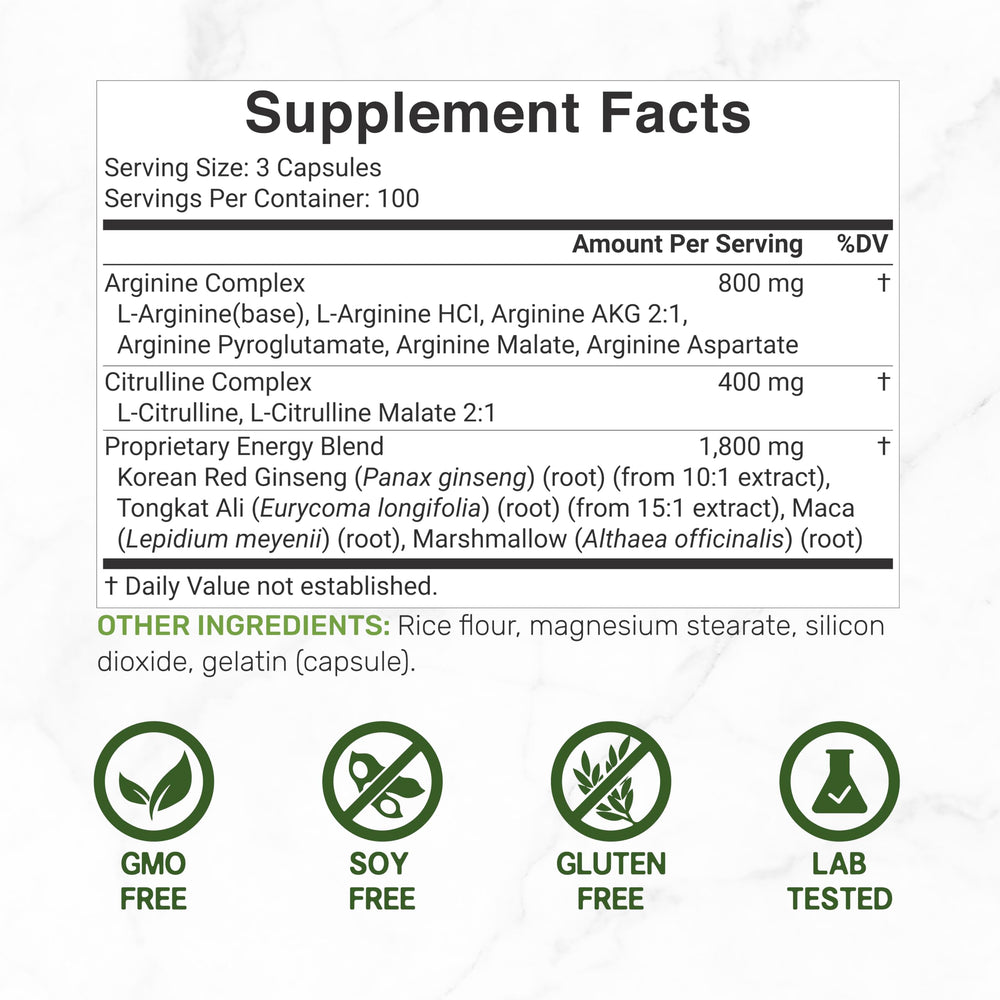 Close-up of DEAL SUPPLEMENT Nitric Oxide 3,000mg capsules showing convenient form.