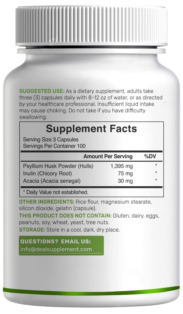 DEAL SUPPLEMENT non-GMO gluten-free ingredients promise clean dietary fiber.
