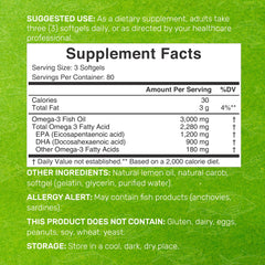 Deal Supplement Omega-3 EPA-DHA per serving highlights high potency.