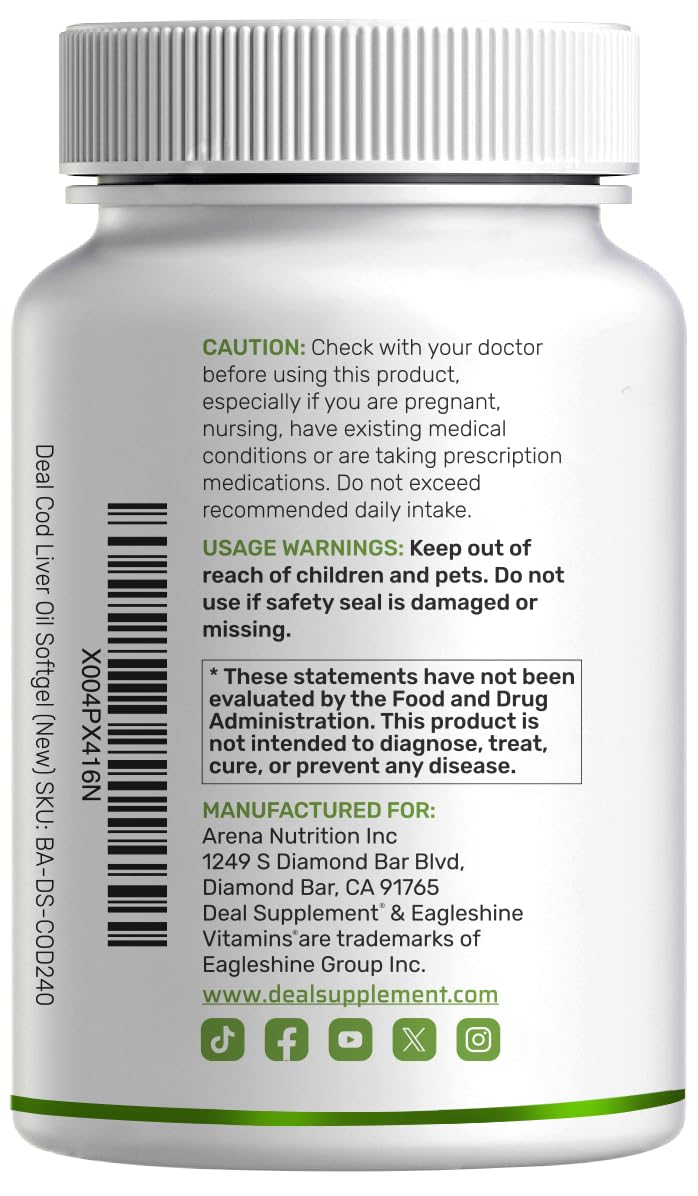 DEAL SUPPLEMENT third party tested non GMO cod liver oil quality