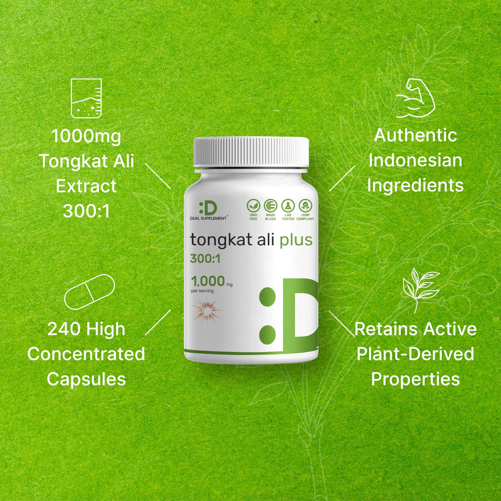 Illustration of ingredients: Tongkat Ali root and Horny Goat Weed