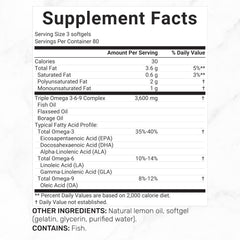 Deal Supplement triple omega 3-6-9 softgels for smooth swallow and reduced aftertaste