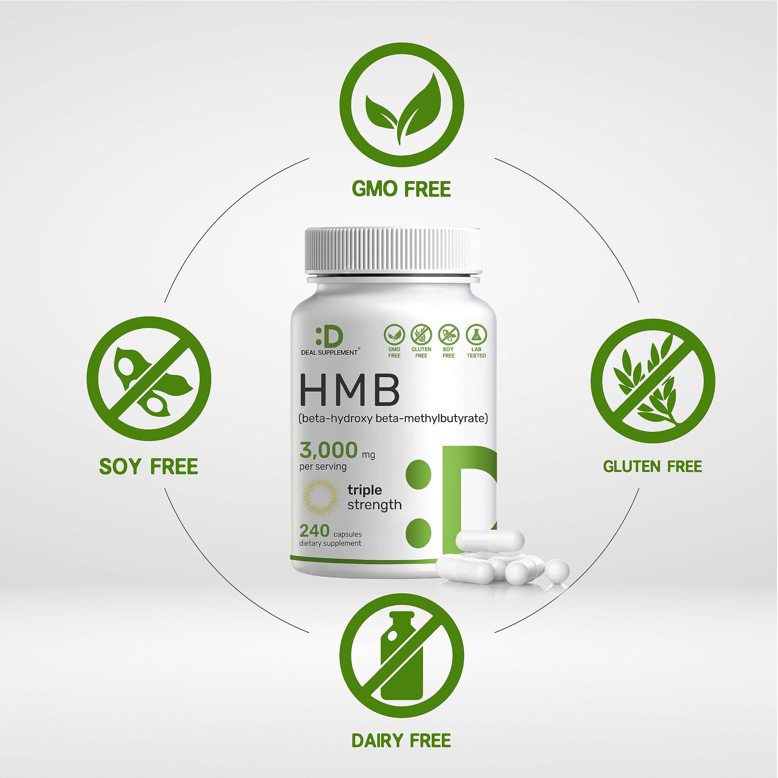 Deal Supplement Ultra Strength HMB dosage label detailing 3,000 mg per serving