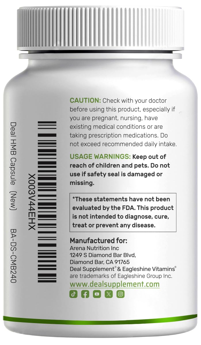 Deal Supplement Ultra Strength HMB packaging shows 240 capsules for 60-day supply