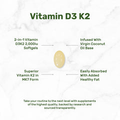 DEAL SUPPLEMENT virgin coconut oil carrier enhances absorption of D3 and K2.