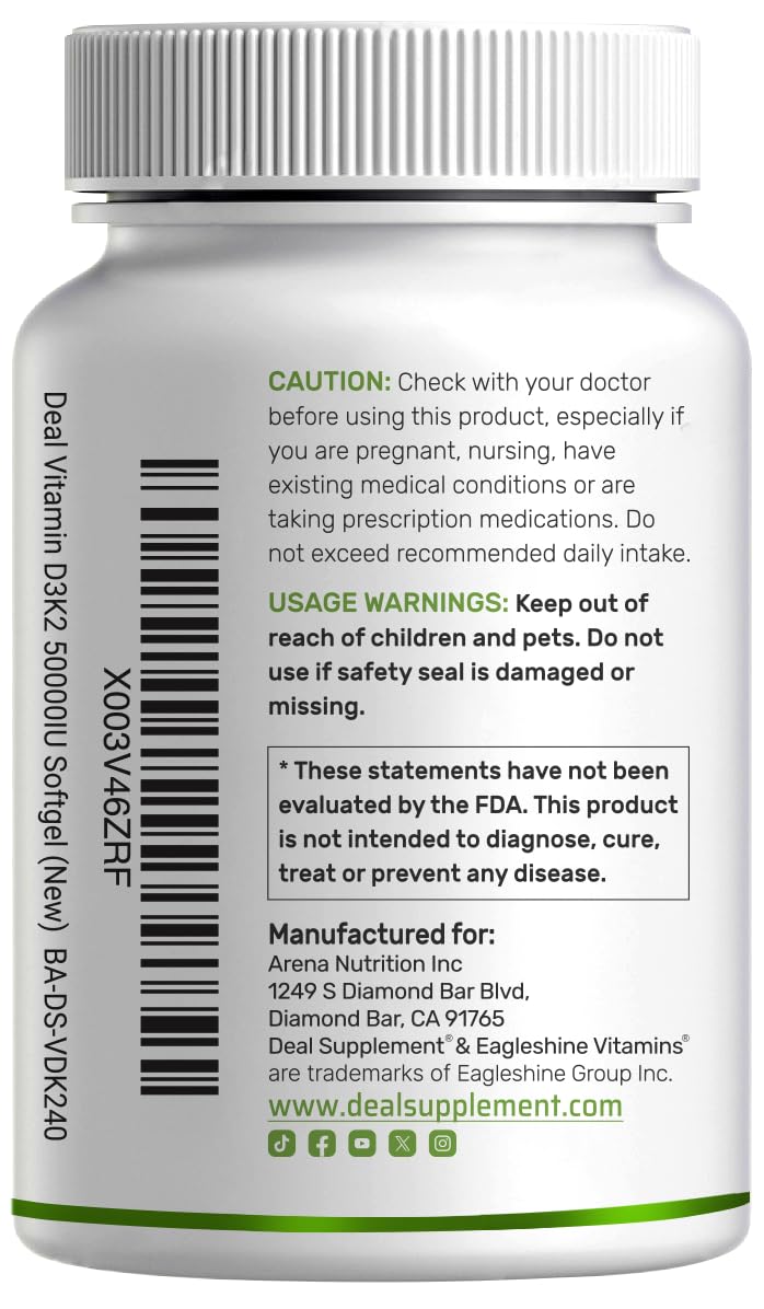 DEAL SUPPLEMENT vitamin d3 k2 packaging image signals longevity and immune-friendly potential.