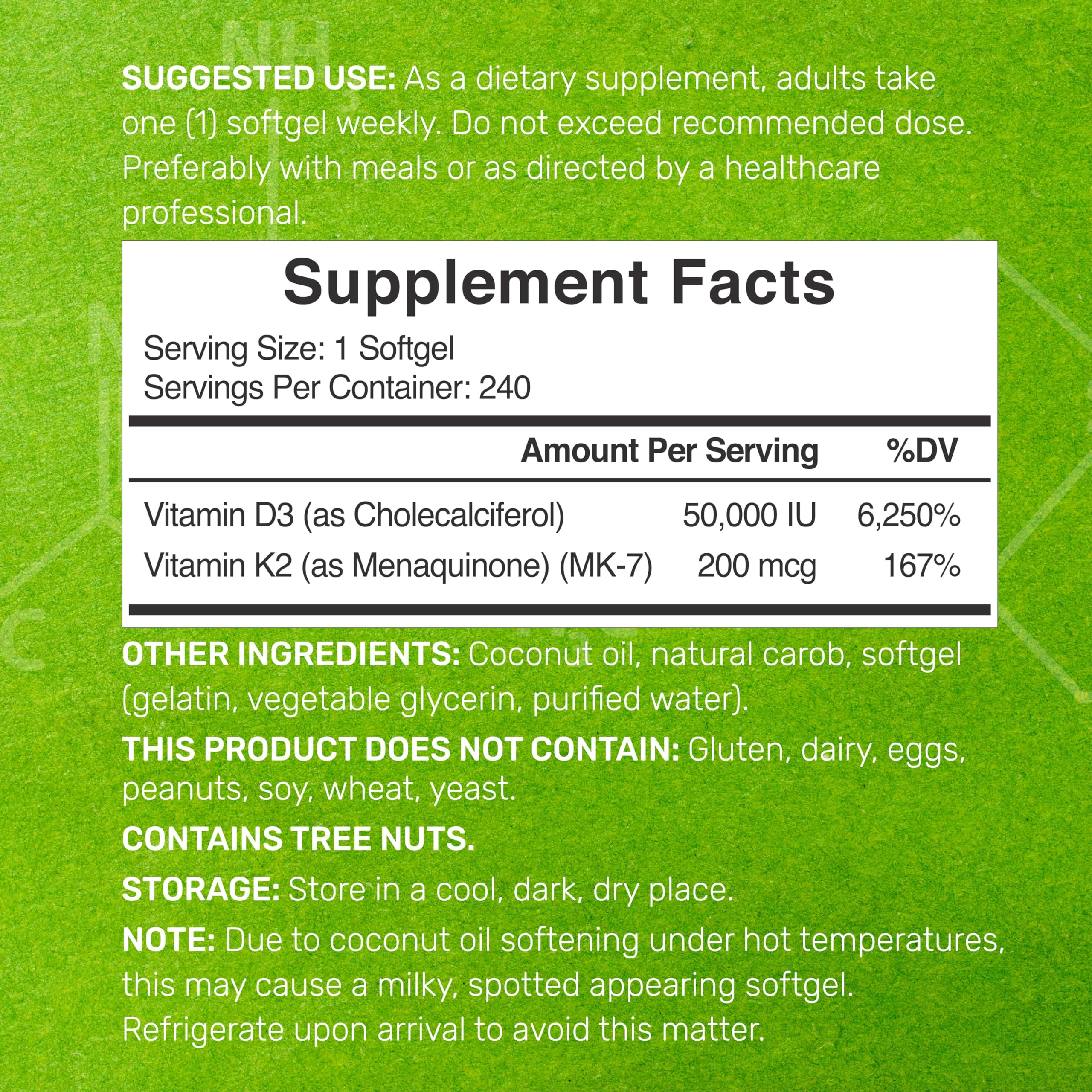 DEAL SUPPLEMENT vitamin d3 k2 softgel closeup highlights small, easy-to-swallow capsules.