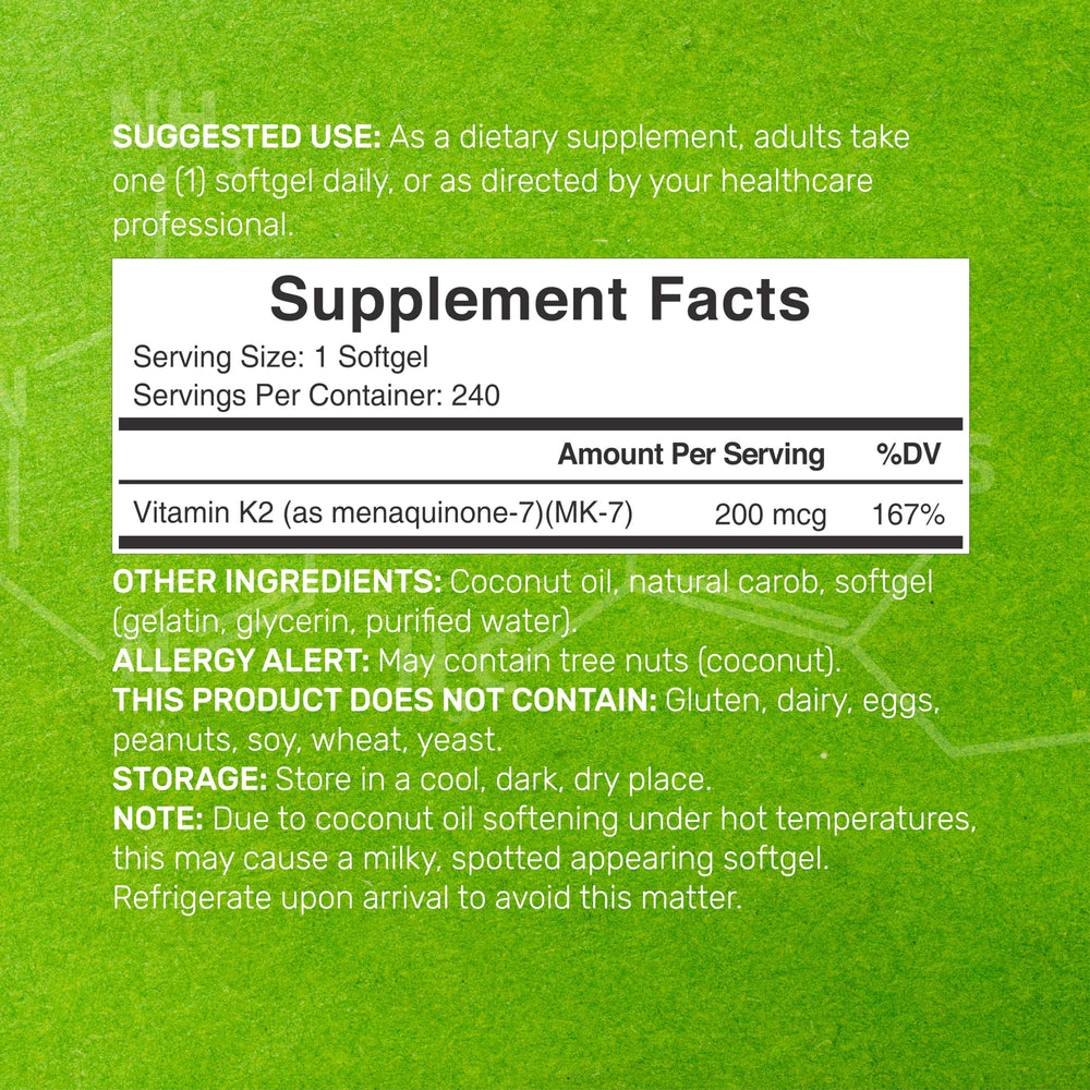 Deal Supplement Vitamin K2 MK-7 bottle with label for easy dosing and transparency