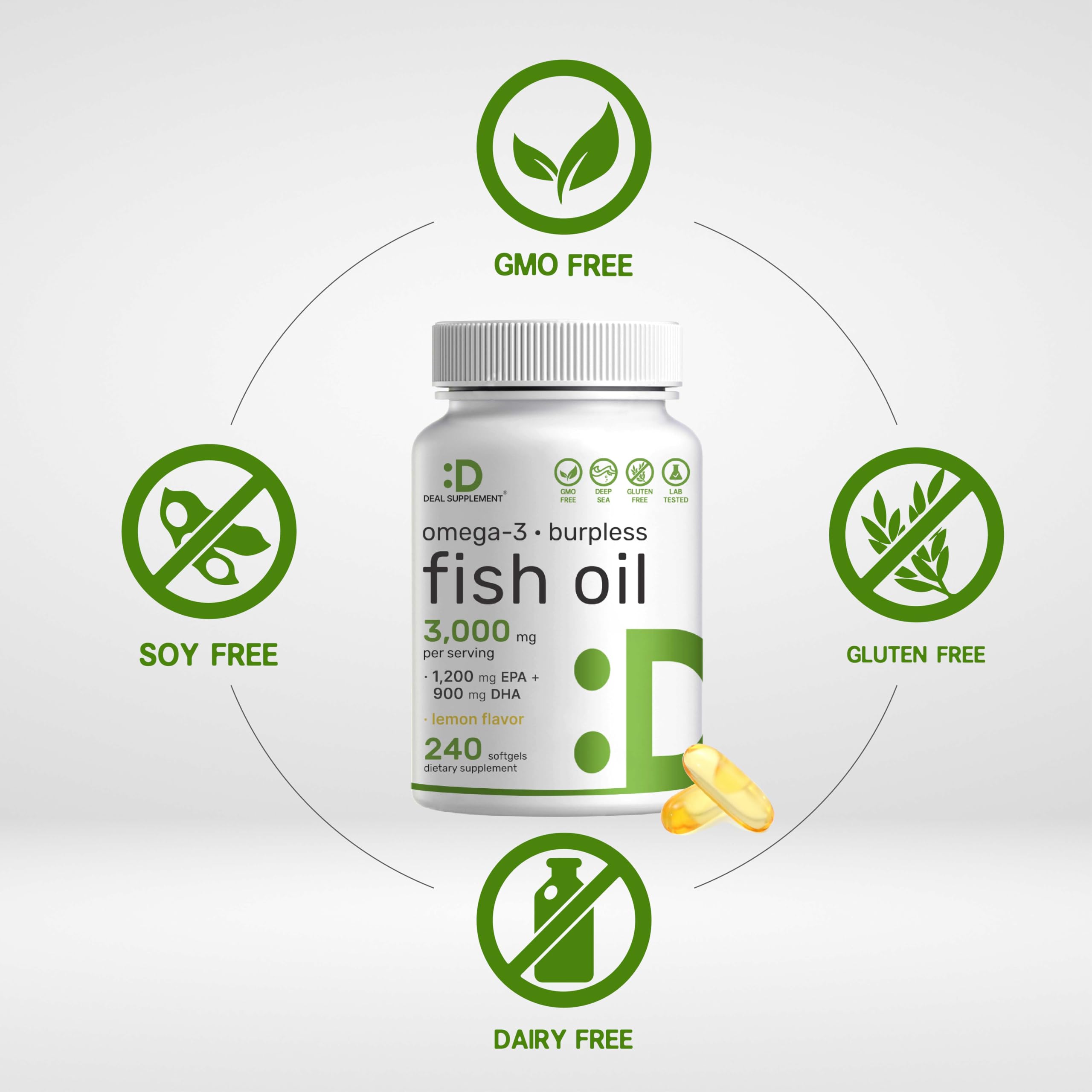 Deal Supplement Wild-caught omega-3 source shown in bold label.