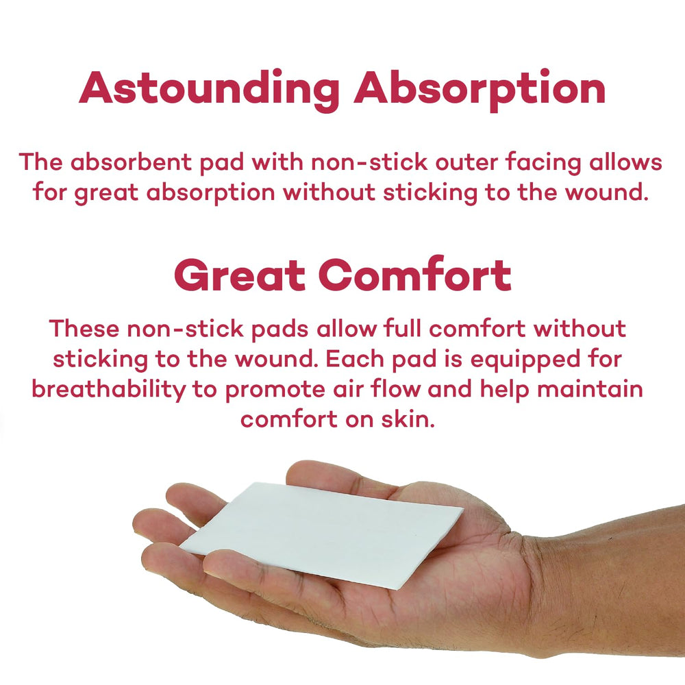 Dealmed absorbent 2x3 gauze pad with non-stick layer during use
