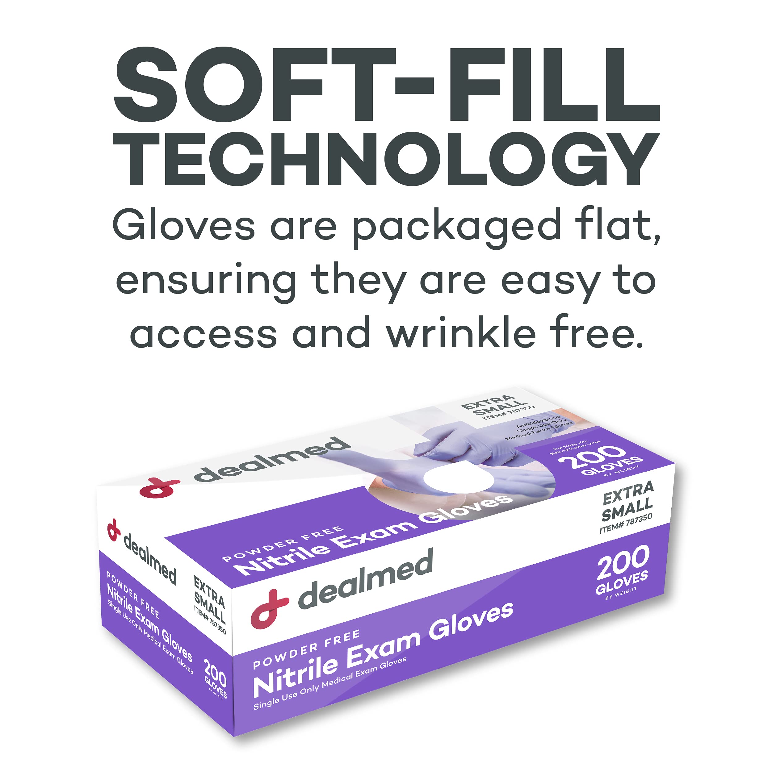 Dealmed nitrile gloves packaging compact for storage.
