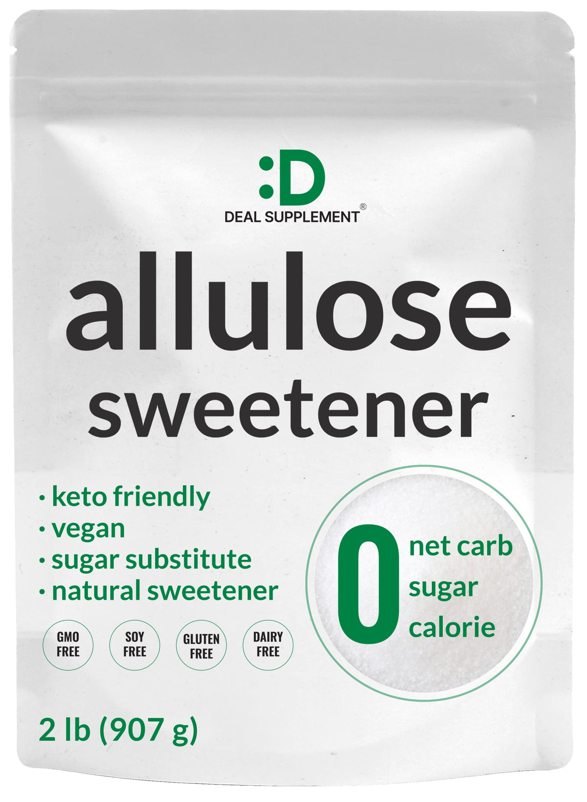 DEAL SUPPLEMENT Allulose Sweetener bottle front showing pure plant-based sugar substitute