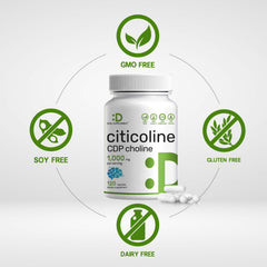 DEAL SUPPLEMENT Citicoline label front shows 1000mg per serving.