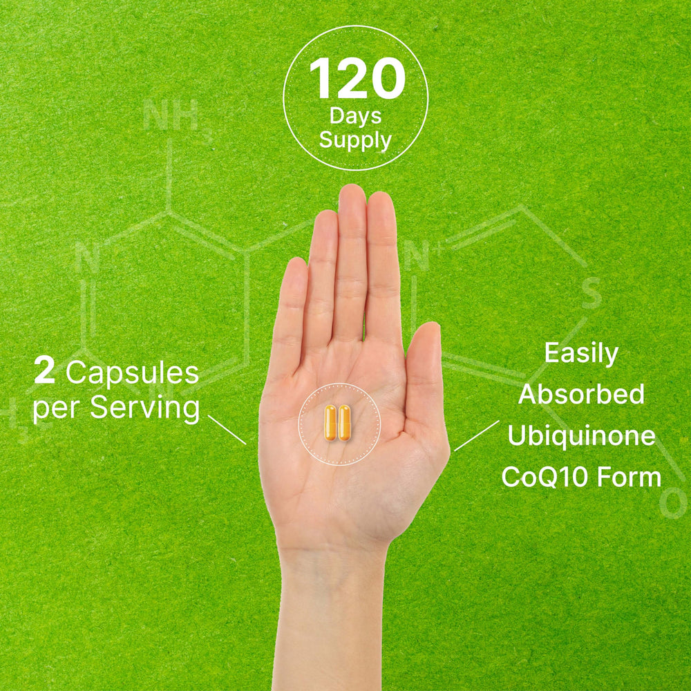 Pouring capsules suggests convenient daily dosage and long-lasting supply.