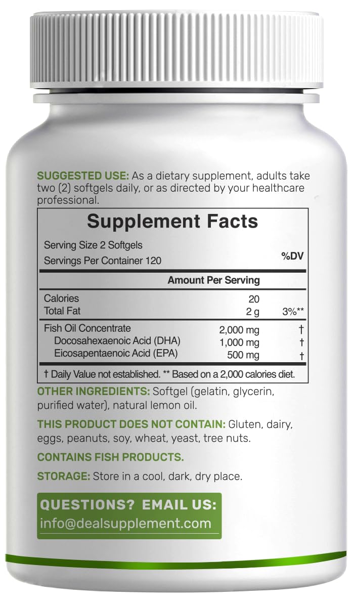 Deal Supplement DHA 240-softgel bottle provides a long-lasting supply.