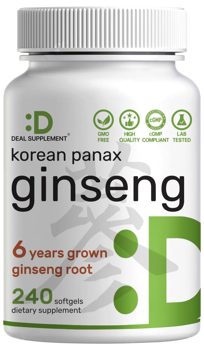 DEAL SUPPLEMENT Korean Red Panax Ginseng softgels bottle for sustained energy