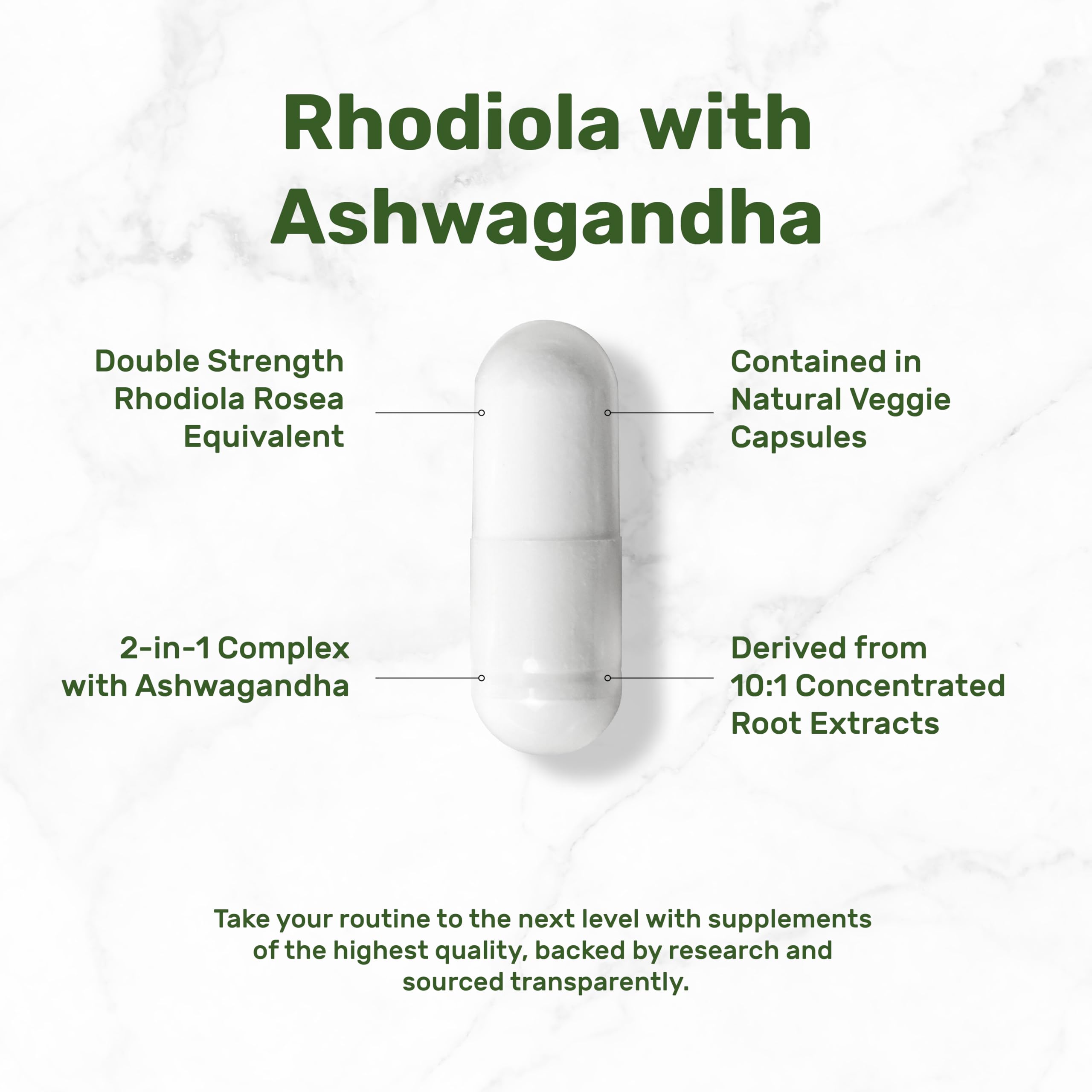 DEAL SUPPLEMENT Label detail highlights Rosavins and Salidrosides for effective support.