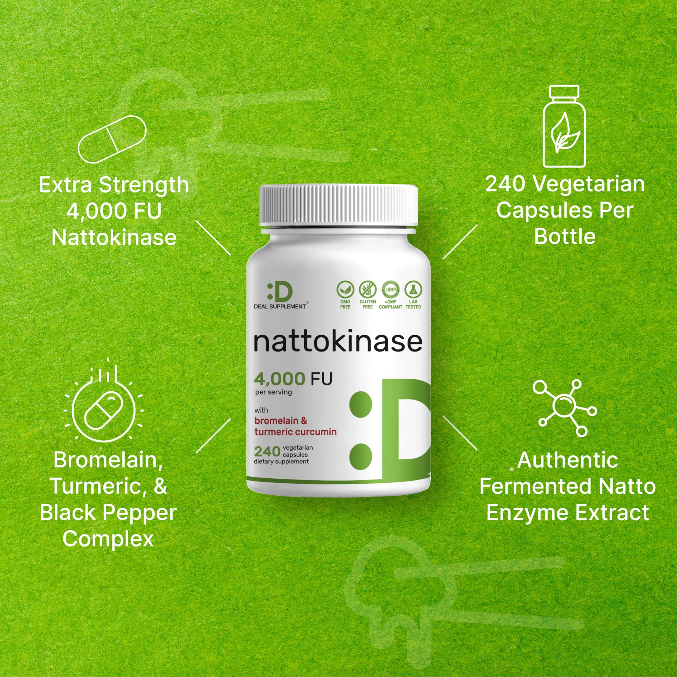 DEAL SUPPLEMENT nattokinase turmeric-curcumin combination for absorption and wellness