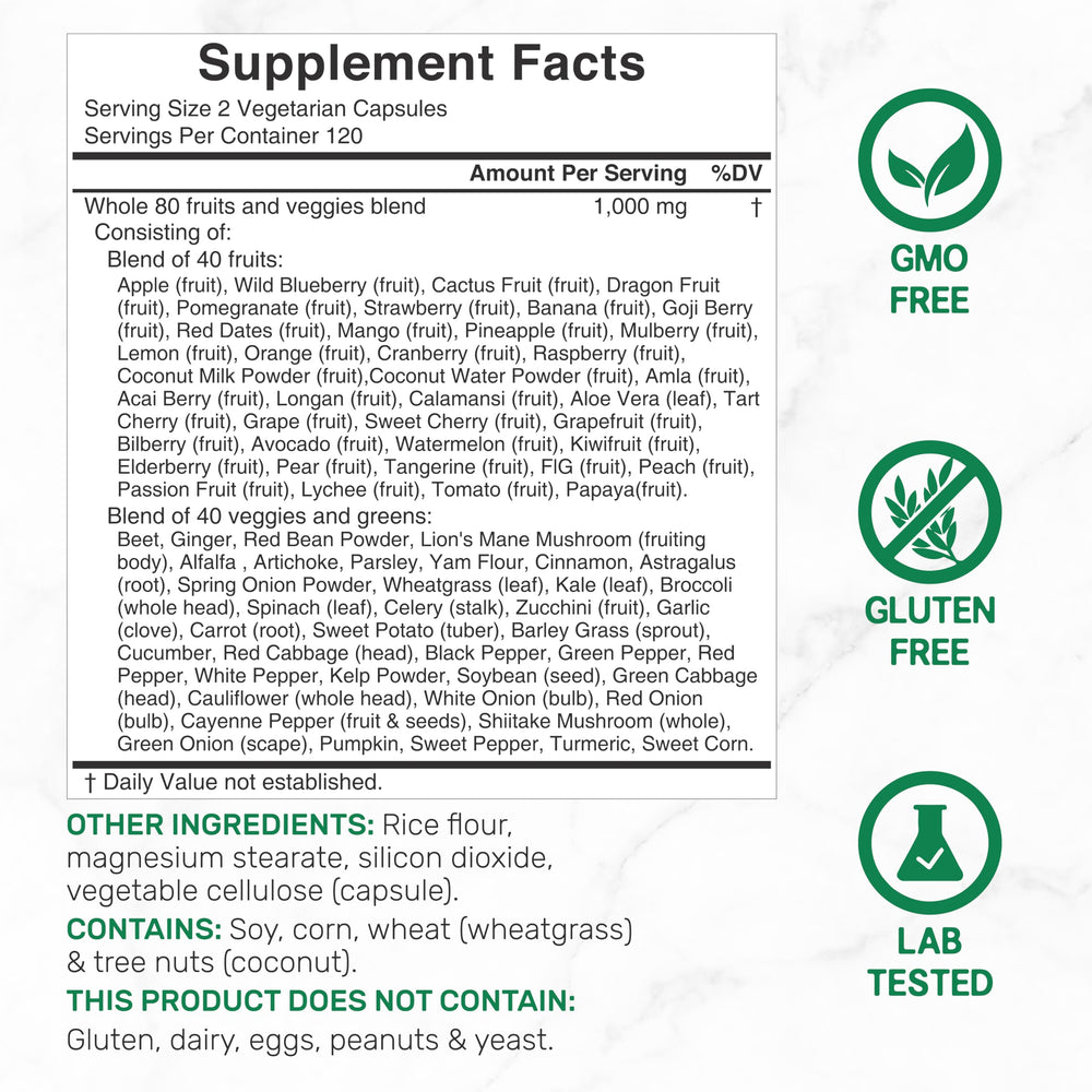 DEAL SUPPLEMENT Nature’s Fruits & Veggies capsules are easy to take for daily wellness.