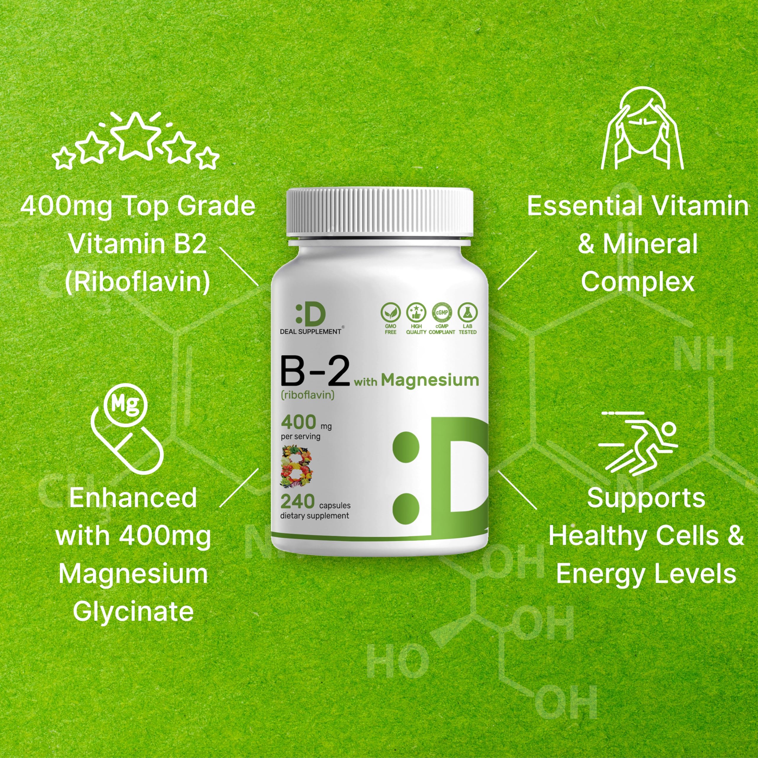 Deal Supplement non-GMO badge indicating clean, third-party tested ingredients.