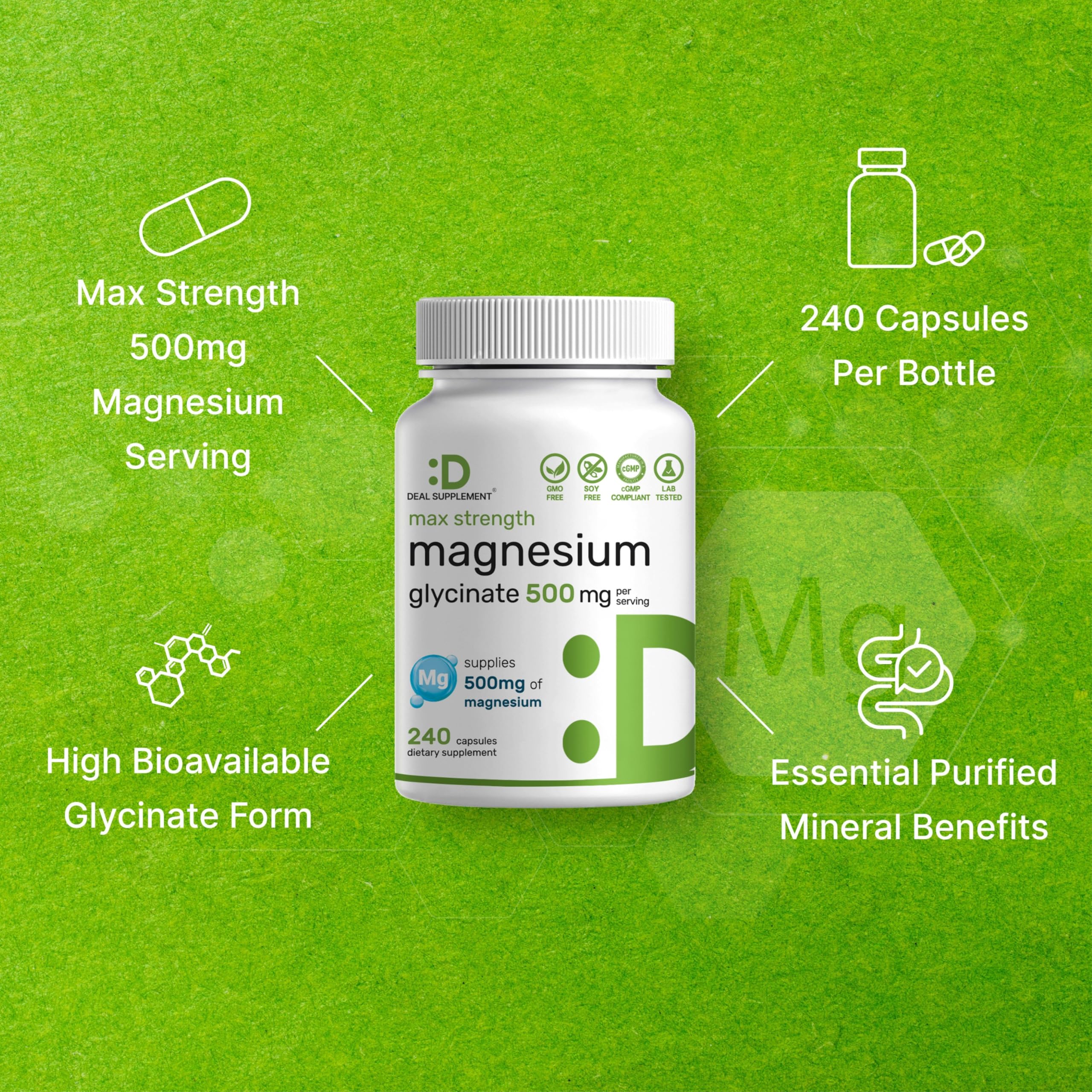 Deal Supplement badge flags non-GMO, gluten-free and dairy-free formulation