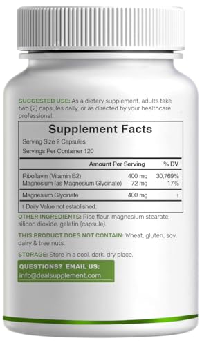 Close-up of Deal Supplement B2 400mg label highlighting riboflavin.