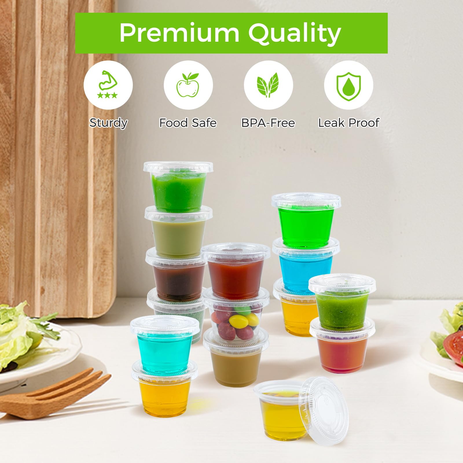 Dealusy 1 oz cups hold condiments securely during transport