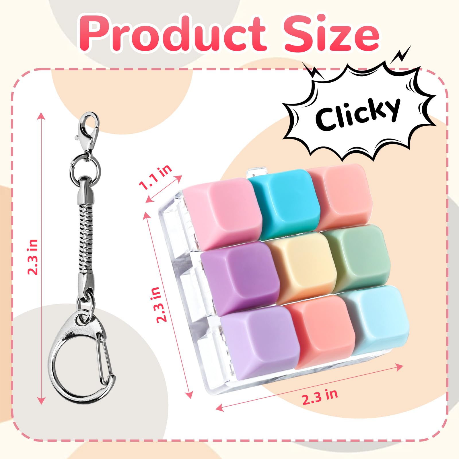 DEARIDAP keyboard clicker keychain with bright colors for portability