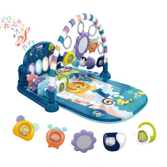 Dearlomum Baby Play Mat Gym piano key stimulates tummy time and sensory exploration.