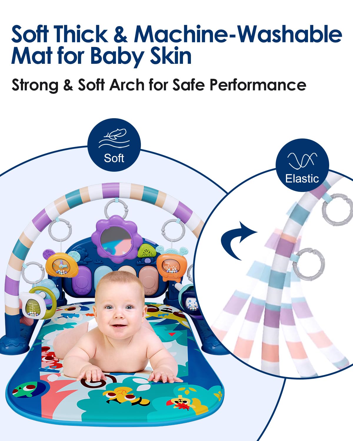 Dearlomum play mat fabric uses soft cotton for gentle skin contact.
