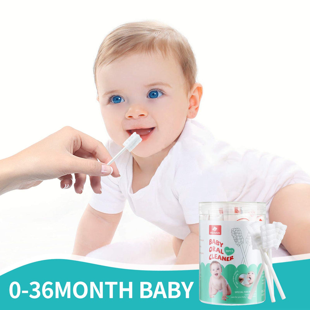 Dearlomum baby tongue cleaner demonstrates 360-degree cleaning around mouth
