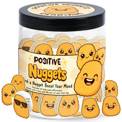 DEARMINE Positive Chicken Nuggets Jar with 60 affirmation cards for daily encouragement.