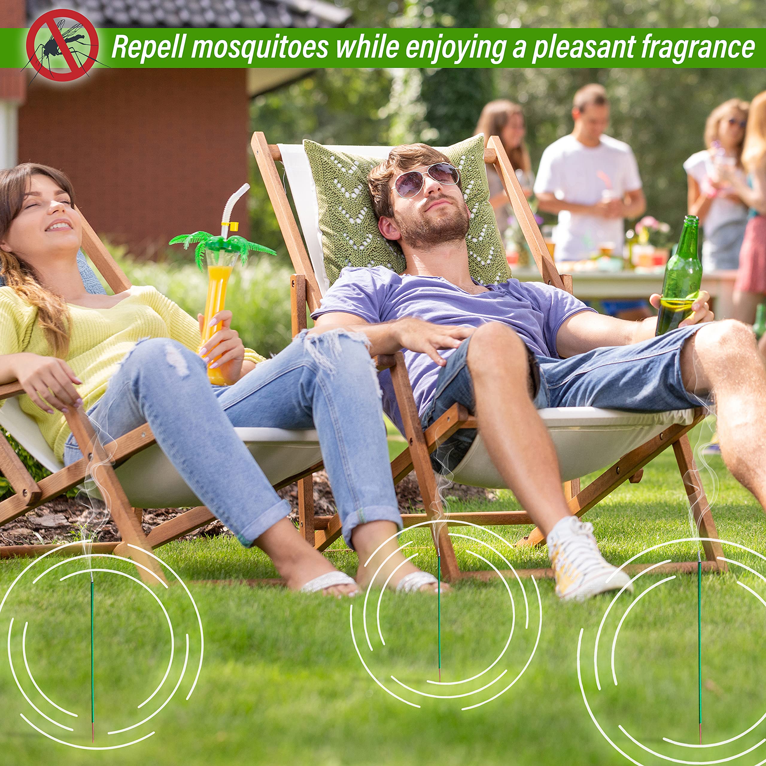 DEARTAGNAN Mosquito Incense Sticks burning to create a pest-free outdoor space.