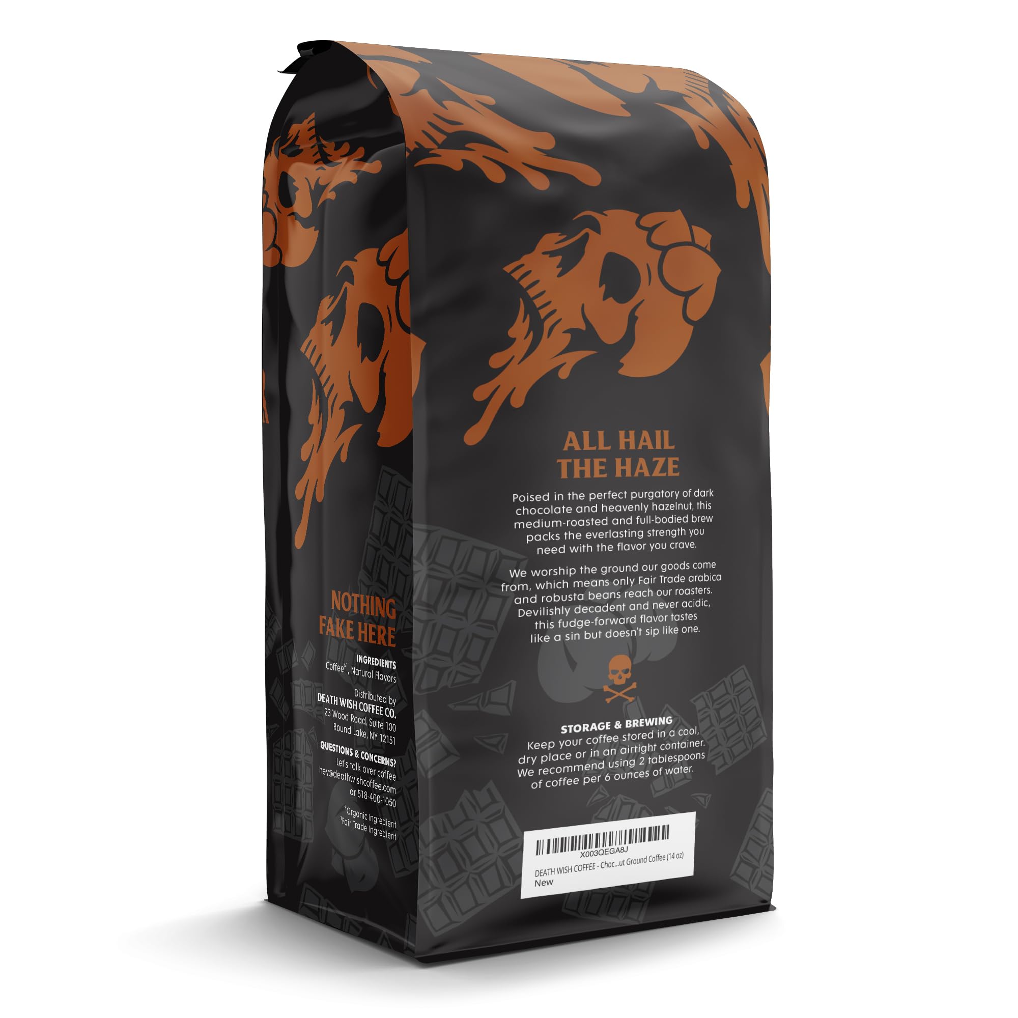 Death Wish coffee beans (arabica and robusta) delivering a full-bodied flavor.