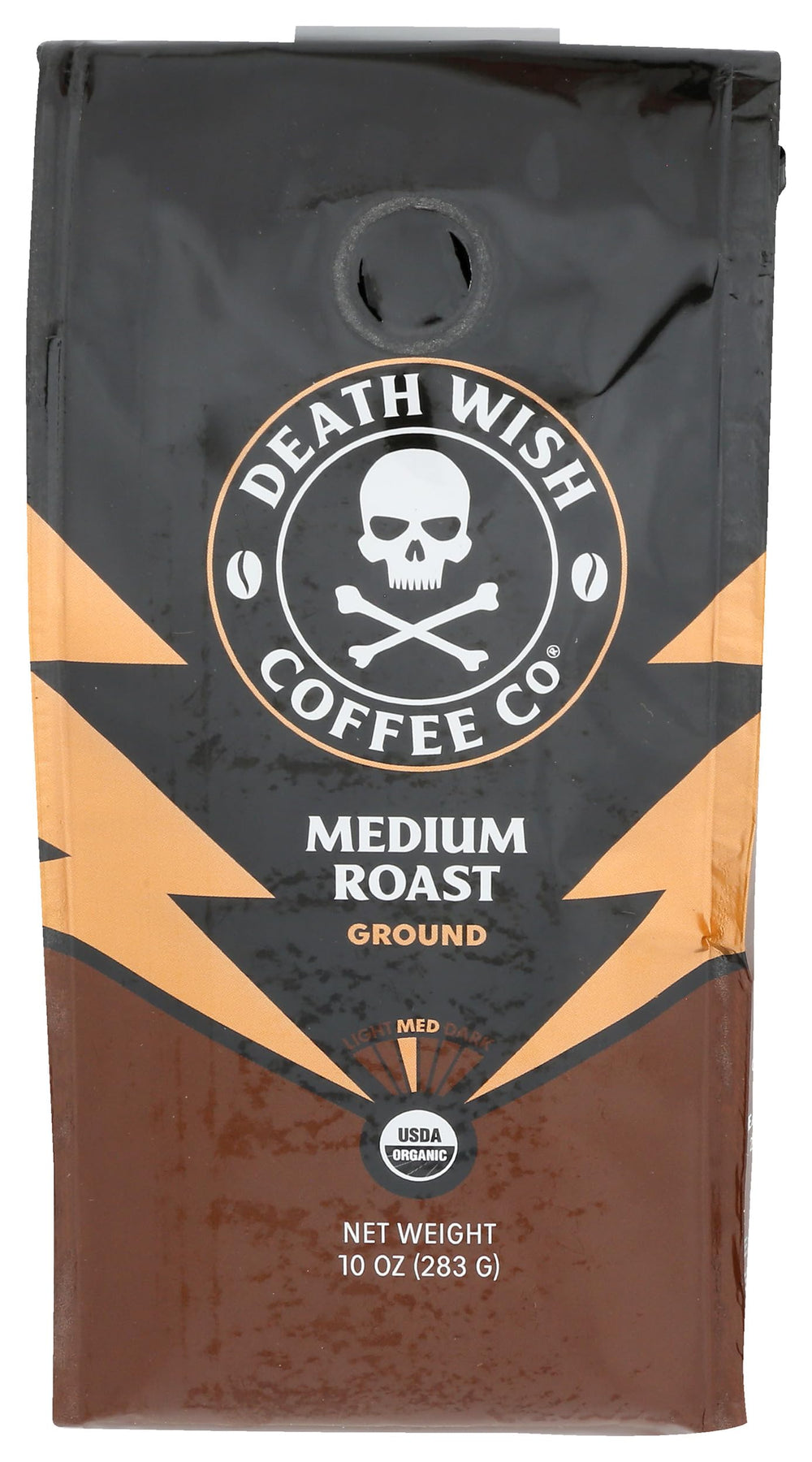 Death Wish Coffee organic medium roast ground coffee 10oz ready for a bold morning brew