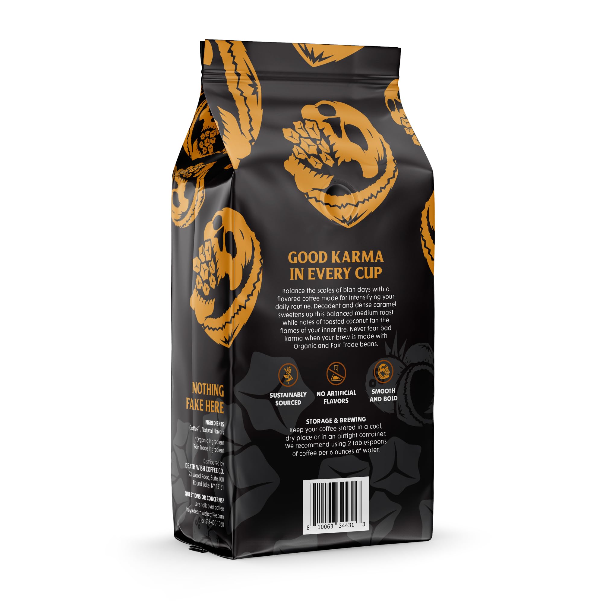 Death Wish Coffee Coconut Caramel aroma fills the kitchen as you brew.