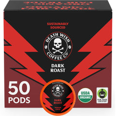 Death Wish Coffee dark roast pod pour delivers bold aroma and quick energy.