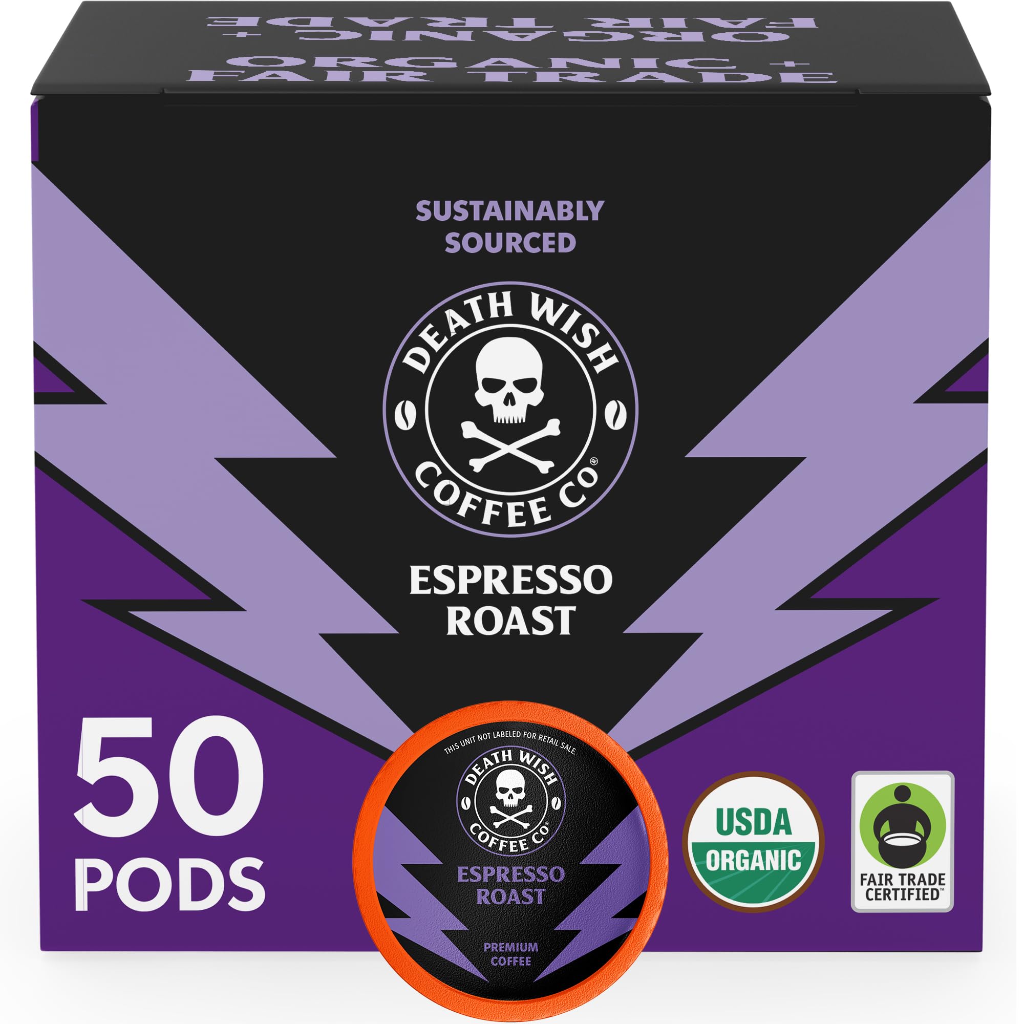 Death Wish Coffee espresso roast pod pack shows bold flavor and convenience