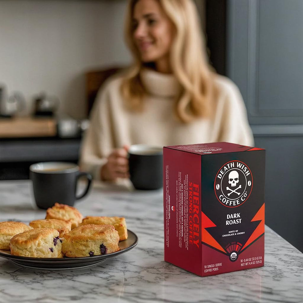 Keurig-compatible Death Wish single-serve pod for easy brewing.