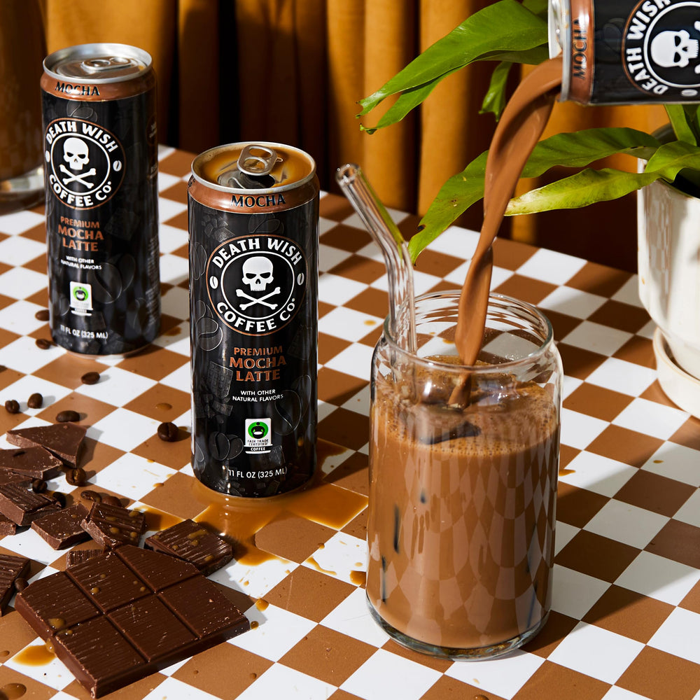 Cup with mocha swirls emphasizes creaminess and sweetness