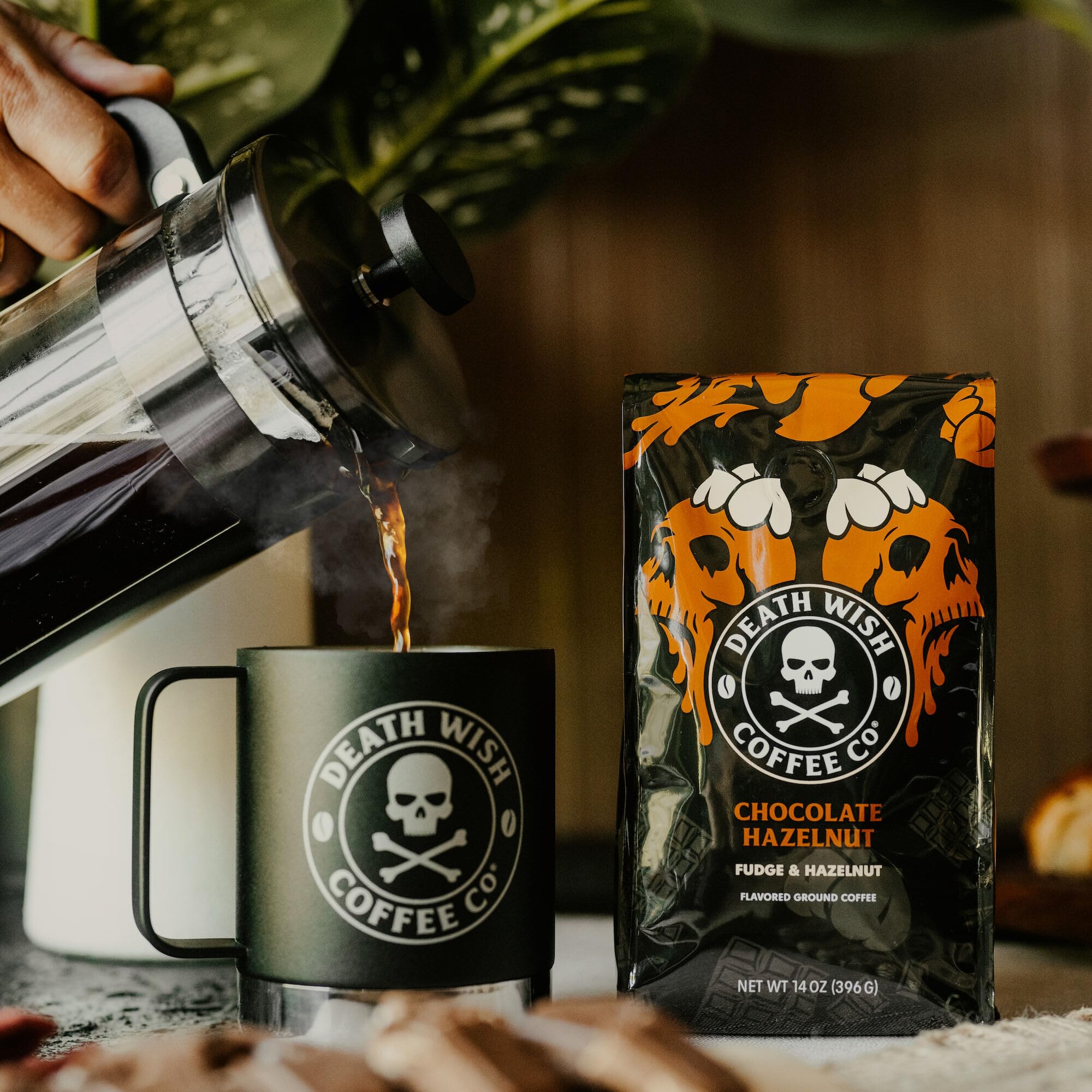 Death Wish kitchen setup with mug and brewing gear, ready to start the day.
