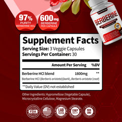DECENT NATURE Berberine HCL bottle front view, supports energy balance.