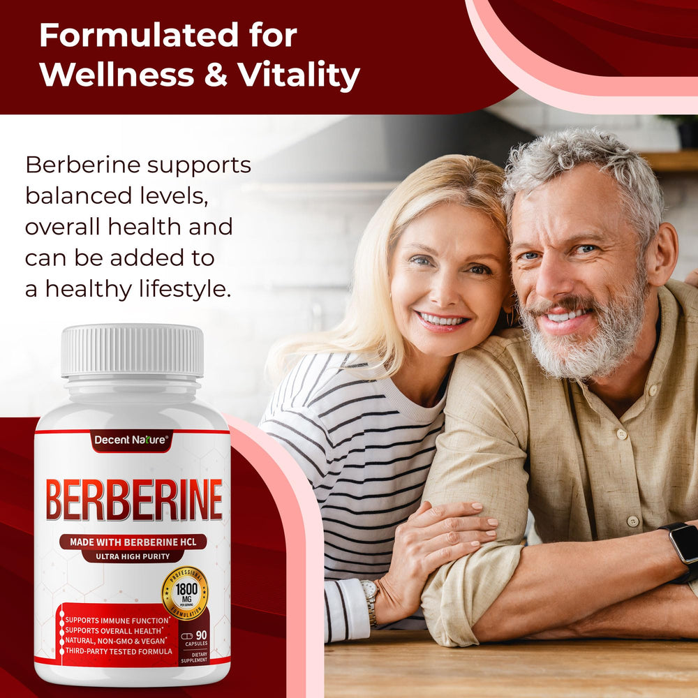 DECENT NATURE Berberine HCL, made in USA, GMP facility.